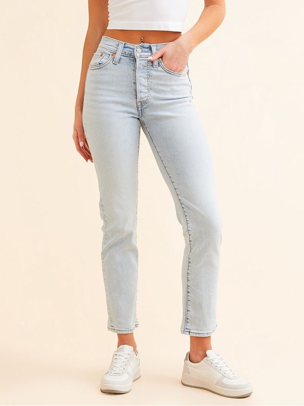 Levi's High-Rise Pale Blue Straight Jeans